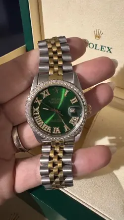 ROLEX DATEJUST | CUSTOM GREEN DIAL DIAMOND BEZEL | BOX