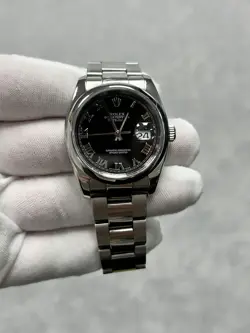 ROLEX DATEJUST 36 116200 BLACK ROMAN DIAL STAINLESS STEEL 36MM OYSTER BRACELET