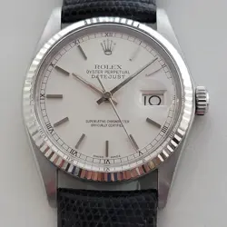 MENS ROLEX OYSTER DATEJUST 16014 36MM 18K WHITE GOLD SS AUTOMATIC 1970S RA520B