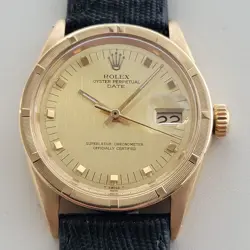 MENS ROLEX OYSTER PERPETUAL DATE REF 1501 SOLID 14K GOLD AUTOMATIC 1960S RA496B