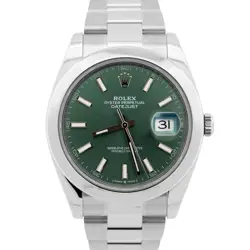 MINT 2022 PAPERS ROLEX DATEJUST 41 MINT GREEN STAINLESS STEEL OYSTER 126300 BOX