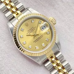 Ladies Rolex Datejust 26mm 79173 Factory Champagne Diamond Dial Gold Jubilee
