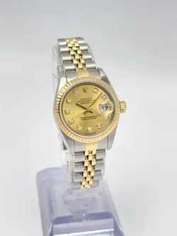 Ladies Rolex Datejust 26mm 79173 Factory Champagne Diamond Dial Gold Jubilee