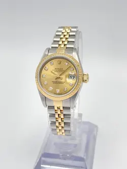 Ladies Rolex Datejust 26mm 79173 Factory Champagne Diamond Dial Gold Jubilee