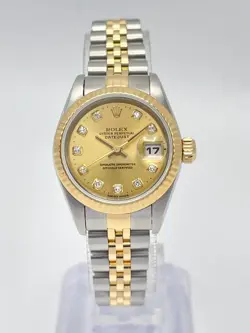 Ladies Rolex Datejust 26mm 79173 Factory Champagne Diamond Dial Gold Jubilee