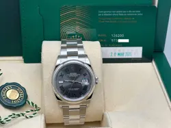 2025 ROLEX DATEJUST 126200 SLATE WIMBLEDON DIAL STAINLESS STEEL 36MM BOX PAPER