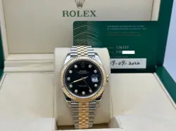 ROLEX DATEJUST 41 126333 BLACK DIAMOND DIAL 18K YELLOW GOLD STEEL BOX PAPER