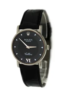 VINTAGE ROLEX CELLINI 5115 32MM 18K WHITE GOLD BLACK GRAY DIAL MANUAL WATCH