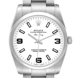 ROLEX AIR KING 34MM WHITE DIAL STEEL MENS WATCH 114200
