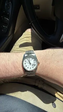ROLEX 36MM DATEJUST 16014 STAINLESS STEEL WHITE DIAL JUBILEE BRACELET 18K BEZEL