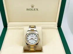 ROLEX DATEJUST 116203 WHITE ROMAN DIAL 18K YELLOW GOLD STAINLESS STEEL 36MM