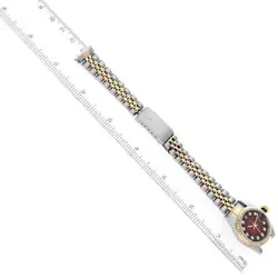 ROLEX DATEJUST STEEL YELLOW GOLD RED VIGNETTE DIAMOND DIAL LADIES WATCH 79173