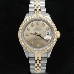 ROLEX OYSTER DATEJUST 69173 18K & STEEL DIAMOND BEZEL AUTO WATCH 26MM