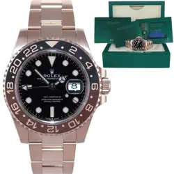 2024 NEW PAPERS ROLEX GMT MASTER ROSE GOLD CERAMIC ROOT BEER 126715 WATCH BOX