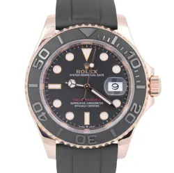 MINT 2023 ROLEX YACHT-MASTER BLACK 18K EVEROSE GOLD OYSTERFLEX 40MM 126655 BOX