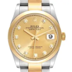 ROLEX DATEJUST STEEL YELLOW GOLD CHAMPAGNE DIAMOND DIAL WATCH 126203 BOX CARD