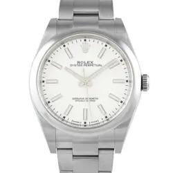 ROLEX OYSTER PERPETUAL 39 WHITE DIAL STEEL WATCH 114300