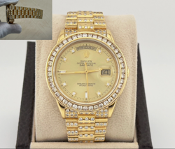 ROLEX PRESIDENT DAY DATE 18038 GREEN DIAMOND DIAL DIAMOND BAND 18K YELLOW GOLD