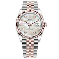 ROLEX DATEJUST 41 WATCH 41MM MOTHER OF PEARL DIAMOND INDEX DIAL ROSE GOLD