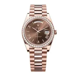 ROLEX DAY-DATE 40 WATCH 40MM BROWN ROMAN NUMERALS DIAL ROSE GOLD