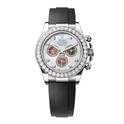 ROLEX DAYTONA WATCH 40MM MOTHER OF PEARL DIAMOND INDEX DIAL WHITE GOLD