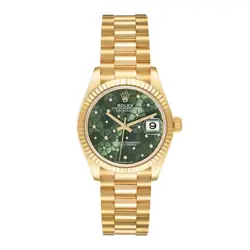 ROLEX DATEJUST WATCH 31MM GREEN NO MARKERS DIAL YELLOW GOLD