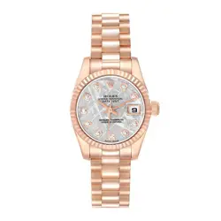 ROLEX DATEJUST WATCH 26MM METEORITE DIAMOND INDEX DIAL ROSE GOLD
