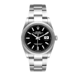 ROLEX DATEJUST 31 WATCH 31MM BLACK INDEX HOUR MARKERS DIAL WHITE GOLD
