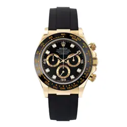 ROLEX DAYTONA WATCH 40MM BLACK DIAMOND INDEX DIAL YELLOW GOLD