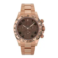 ROLEX DAYTONA WATCH 40MM CHOCOLATE ARABIC NUMERALS DIAL ROSE GOLD