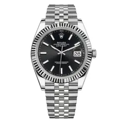 ROLEX DATEJUST WATCH 41MM BLACK INDEX HOUR MARKERS DIAL WHITE GOLD