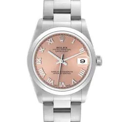 ROLEX DATEJUST 31 MIDSIZE SALMON DIAL STEEL LADIES WATCH 78240 BOX PAPERS