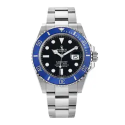 Rolex Submariner Watch 41MM Black Index Hour Markers Dial White Gold