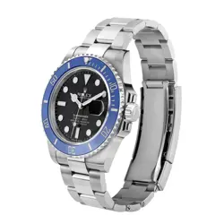 Rolex Submariner Watch 41MM Black Index Hour Markers Dial White Gold