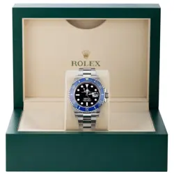 Rolex Submariner Watch 41MM Black Index Hour Markers Dial White Gold