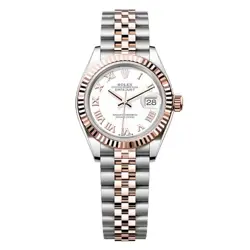 ROLEX DATEJUST 31 WATCH 28MM WHITE ROMAN NUMERALS DIAL ROSE GOLD