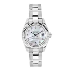 ROLEX DATEJUST WATCH 26MM MOTHER OF PEARL DIAMOND INDEX DIAL STAINLESS STEEL