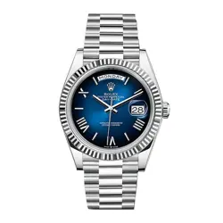 ROLEX DAY-DATE 40 WATCH 40MM BLUE ROMAN NUMERALS DIAL PLATINUM