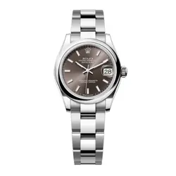 ROLEX DATEJUST 31 WATCH 31MM GREY INDEX HOUR MARKERS DIAL STAINLESS STEEL