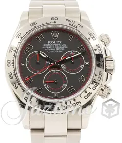 ROLEX DAYTONA 18K WHITE GOLD BLACK ARABIC RACING RED OYSTER 116509 BOX PAPERS