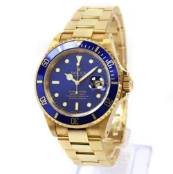1991 MINT UNPOLISHED ROLEX SUBMARINER 16618 40MM BLUE 18K YELLOW GOLD N-SERIAL