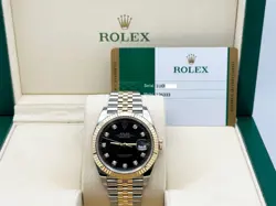 ROLEX 126333 DATEJUST 41 BLACK DIAMOND DIAL 18K YELLOW GOLD STAINLESS BOX PAPER