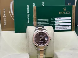ROLEX DATEJUST MIDSIZE 31MM 178341 CHOCOLATE DIAMOND DIAL 18K ROSE GOLD STEEL