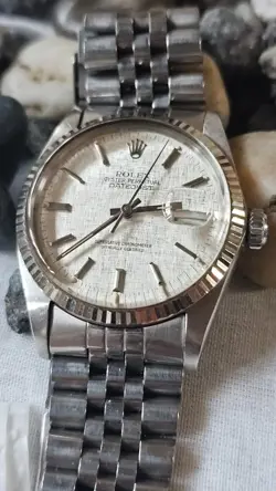 VINTAGE ROLEX DATEJUST 16014 LINEN DIAL MEN'S AUTOMATIC WATCH  1983