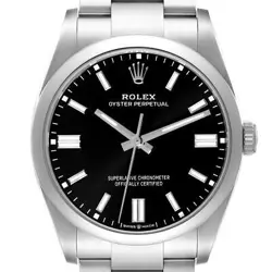 ROLEX OYSTER PERPETUAL BLACK DIAL STEEL MENS WATCH 126000 BOX CARD