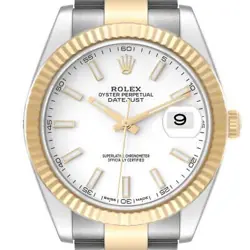 ROLEX DATEJUST 41 STEEL YELLOW GOLD WHITE DIAL MENS WATCH 126333 BOX CARD