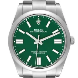 ROLEX OYSTER PERPETUAL 41MM GREEN DIAL STEEL MENS WATCH 124300 UNWORN