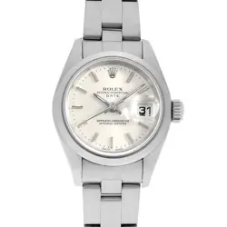 ROLEX OYSTER PERPETUAL DATE 79160 SILVER BAR P NUMBER SECOND HAND WOMEN