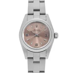 ROLEX OYSTER PERPETUAL 76080 PINK 369 WHITE BAR Y NUMBER SECOND HAND WOMEN