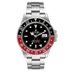 Rolex GMT Master Fat Lady Vintage Coke Black Red Bezel Mens Watch 16760